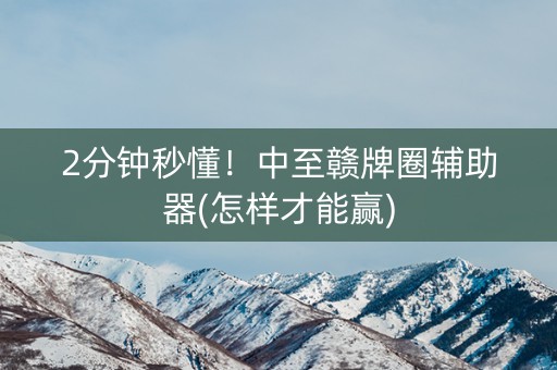 2分钟秒懂！中至赣牌圈辅助器(怎样才能赢)