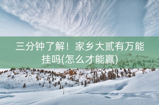 三分钟了解！家乡大贰有万能挂吗(怎么才能赢)
