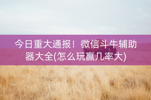 今日重大通报！微信斗牛辅助器大全(怎么玩赢几率大)