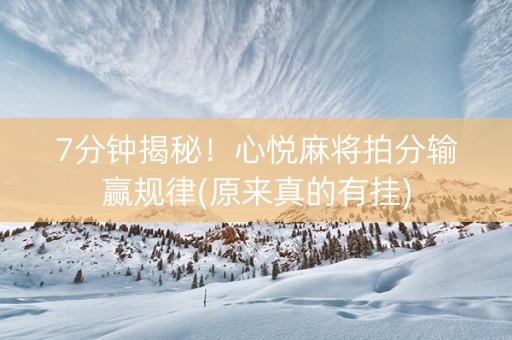 7分钟揭秘！心悦麻将拍分输赢规律(原来真的有挂)