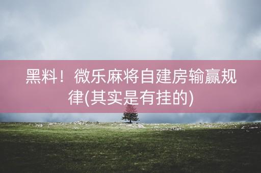黑料！微乐麻将自建房输赢规律(其实是有挂的)