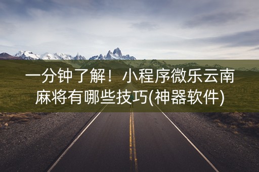 一分钟了解！小程序微乐云南麻将有哪些技巧(神器软件)