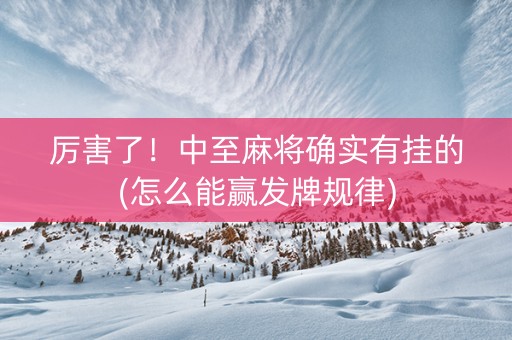 厉害了！中至麻将确实有挂的(怎么能赢发牌规律)