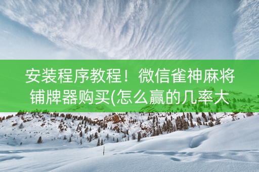 安装程序教程！微信雀神麻将铺牌器购买(怎么赢的几率大)