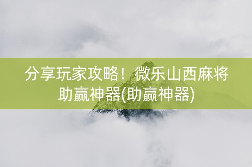 分享玩家攻略！微乐山西麻将助赢神器(助赢神器)