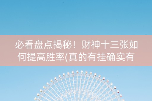 必看盘点揭秘！财神十三张如何提高胜率(真的有挂确实有挂)
