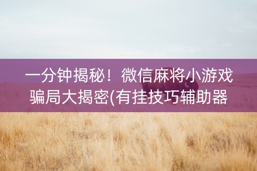 一分钟揭秘！微信麻将小游戏骗局大揭密(有挂技巧辅助器)