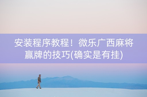 安装程序教程！微乐广西麻将赢牌的技巧(确实是有挂)