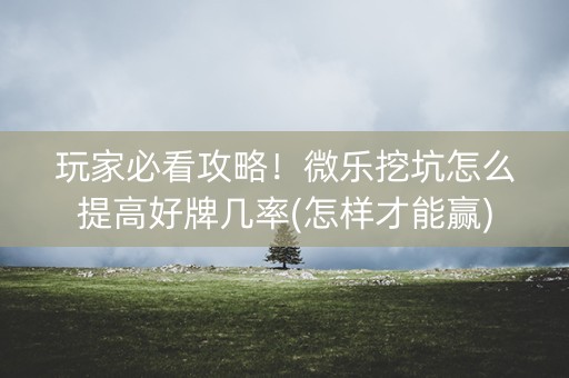 玩家必看攻略！微乐挖坑怎么提高好牌几率(怎样才能赢)
