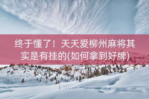 终于懂了！天天爱柳州麻将其实是有挂的(如何拿到好牌)