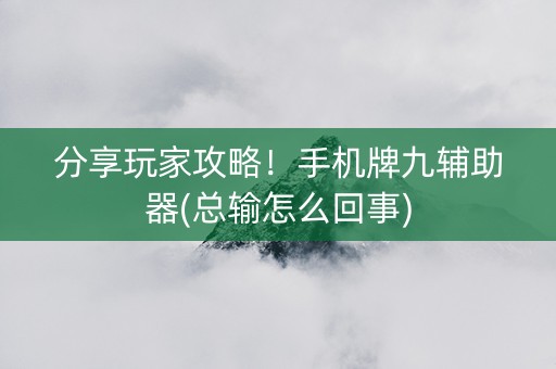 分享玩家攻略！手机牌九辅助器(总输怎么回事)