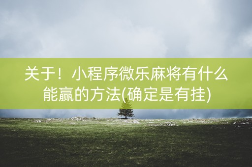 关于！小程序微乐麻将有什么能赢的方法(确定是有挂)