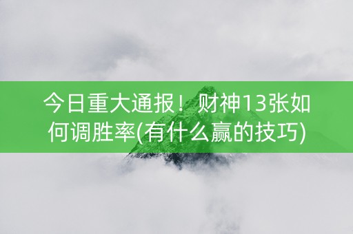今日重大通报！财神13张如何调胜率(有什么赢的技巧)