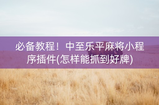 必备教程！中至乐平麻将小程序插件(怎样能抓到好牌)