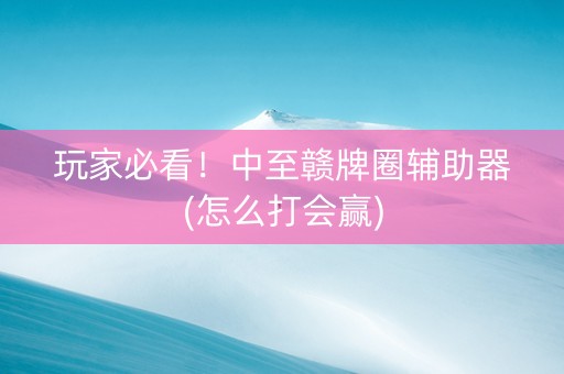 玩家必看！中至赣牌圈辅助器(怎么打会赢)