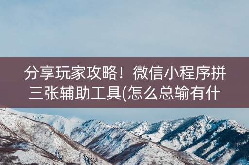 分享玩家攻略！微信小程序拼三张辅助工具(怎么总输有什么猫腻)