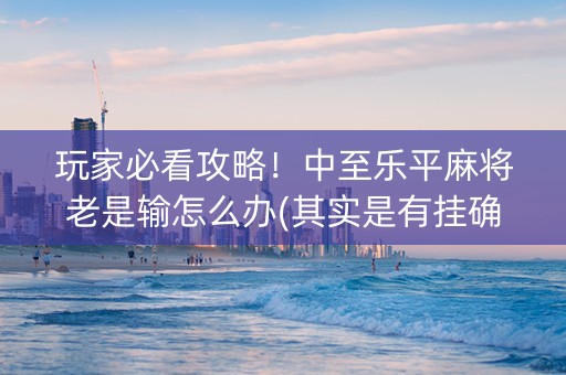 玩家必看攻略！中至乐平麻将老是输怎么办(其实是有挂确实有挂)