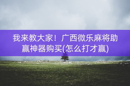 我来教大家！广西微乐麻将助赢神器购买(怎么打才赢)