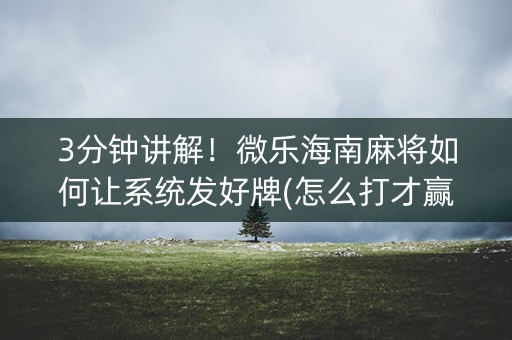 3分钟讲解！微乐海南麻将如何让系统发好牌(怎么打才赢)