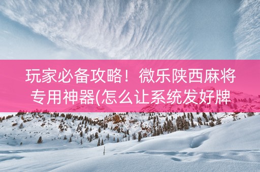 玩家必备攻略！微乐陕西麻将专用神器(怎么让系统发好牌)