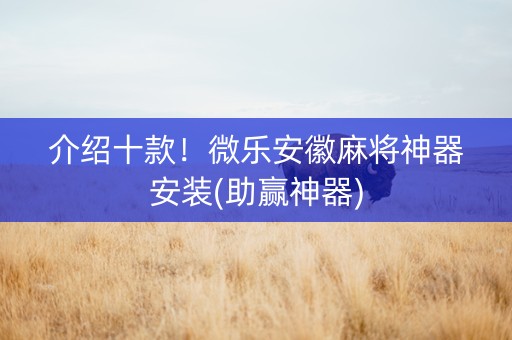 介绍十款！微乐安徽麻将神器安装(助赢神器)