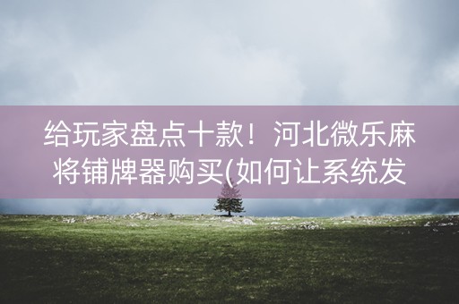 给玩家盘点十款！河北微乐麻将铺牌器购买(如何让系统发好牌)