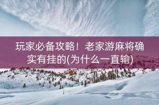 玩家必备攻略！老家游麻将确实有挂的(为什么一直输)