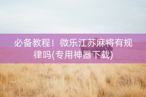 必备教程！微乐江苏麻将有规律吗(专用神器下载)