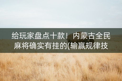 给玩家盘点十款！内蒙古全民麻将确实有挂的(输赢规律技巧)
