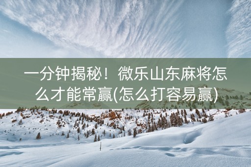 一分钟揭秘！微乐山东麻将怎么才能常赢(怎么打容易赢)