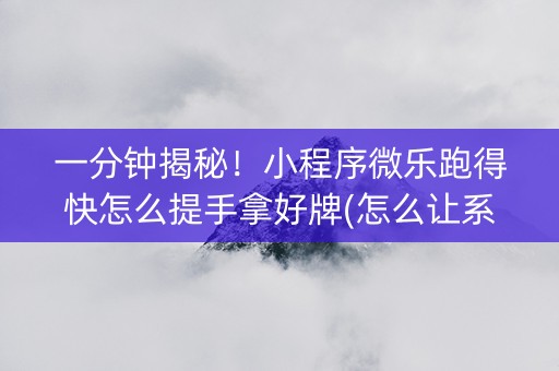 一分钟揭秘！小程序微乐跑得快怎么提手拿好牌(怎么让系统给你发好牌)