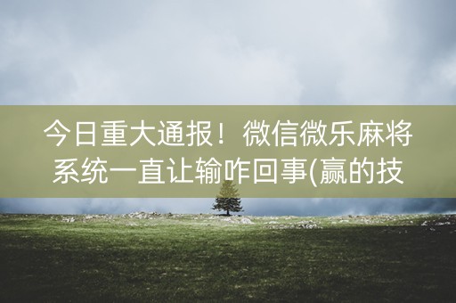 今日重大通报！微信微乐麻将系统一直让输咋回事(赢的技巧提高胜率)