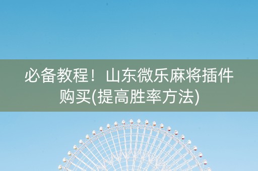 必备教程！山东微乐麻将插件购买(提高胜率方法)