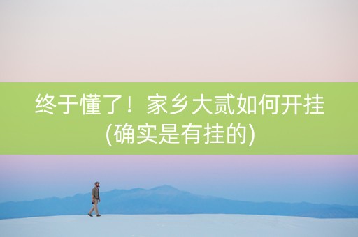 终于懂了！家乡大贰如何开挂(确实是有挂的)