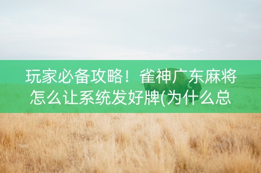 玩家必备攻略！雀神广东麻将怎么让系统发好牌(为什么总是输)