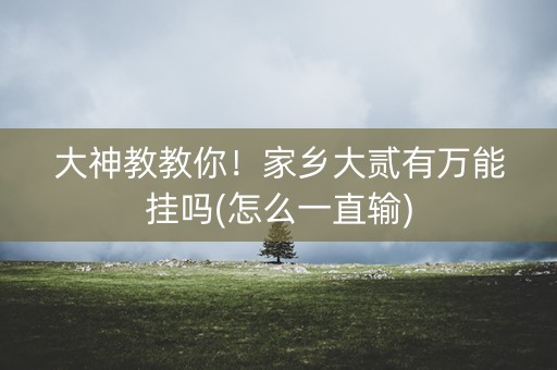 大神教教你！家乡大贰有万能挂吗(怎么一直输)