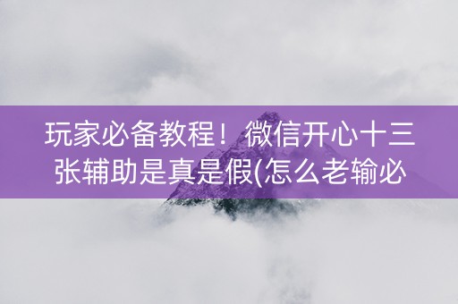 玩家必备教程！微信开心十三张辅助是真是假(怎么老输必备神器)