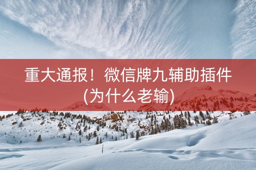 重大通报！微信牌九辅助插件(为什么老输)