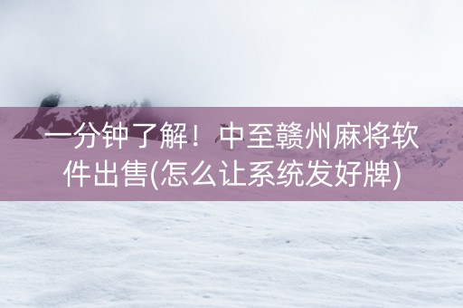 一分钟了解！中至赣州麻将软件出售(怎么让系统发好牌)