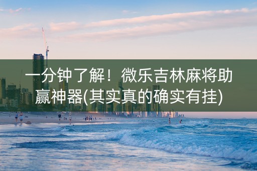 一分钟了解！微乐吉林麻将助赢神器(其实真的确实有挂)