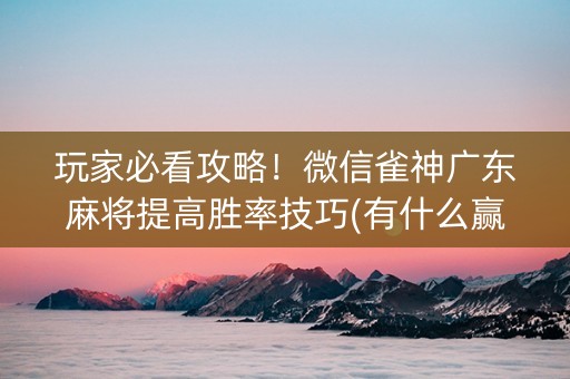 玩家必看攻略！微信雀神广东麻将提高胜率技巧(有什么赢的技巧)