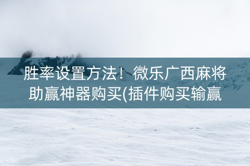 胜率设置方法！微乐广西麻将助赢神器购买(插件购买输赢规律)