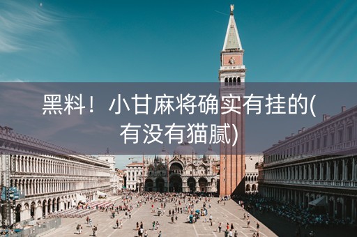 黑料！小甘麻将确实有挂的(有没有猫腻)