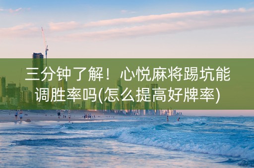 三分钟了解！心悦麻将踢坑能调胜率吗(怎么提高好牌率)