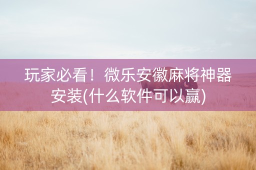 玩家必看！微乐安徽麻将神器安装(什么软件可以赢)