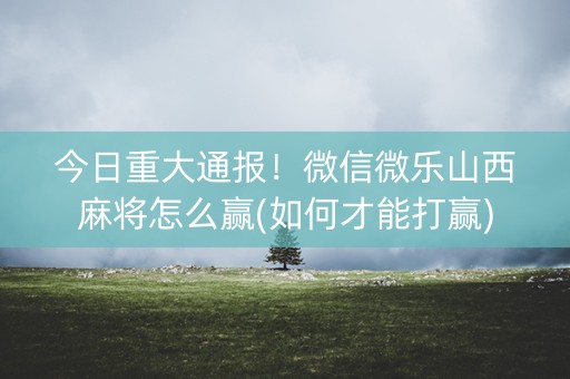 今日重大通报！微信微乐山西麻将怎么赢(如何才能打赢)