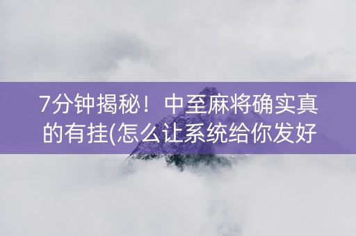 7分钟揭秘！中至麻将确实真的有挂(怎么让系统给你发好牌)