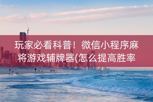 玩家必看科普！微信小程序麻将游戏辅牌器(怎么提高胜率)