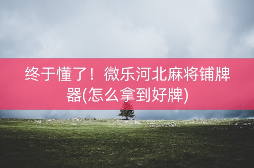 终于懂了！微乐河北麻将铺牌器(怎么拿到好牌)