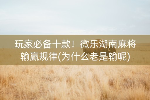 玩家必备十款！微乐湖南麻将输赢规律(为什么老是输呢)